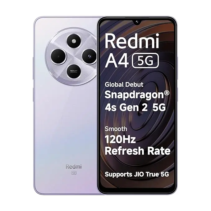 Redmi A4 5G (Sparkle Purple, 4GB RAM, 64GB Storage) | Global Debut SD 4s Gen 2 | Segment Largest 6.88in 120Hz | 50MP Dual Camera | 18W Fast Charging 